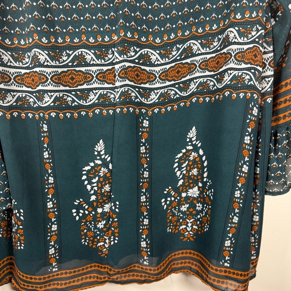 Love Riche Bohemian Teal Mesh Dress Size Large - Picture 8 of 11